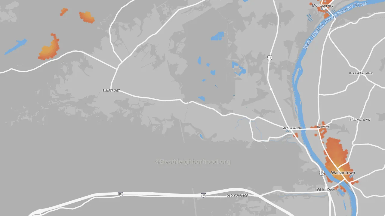 Bike Grade map of 17810, PA