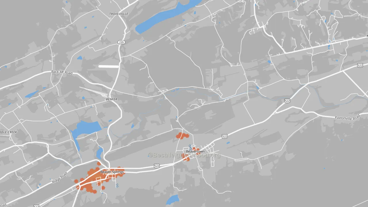 Bike Grade map of 17813, PA