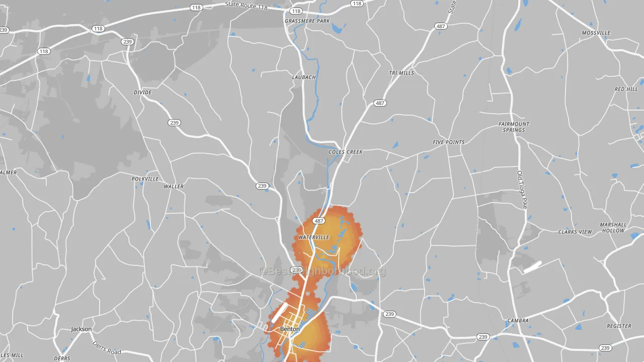 Bike Grade map of 17814, PA