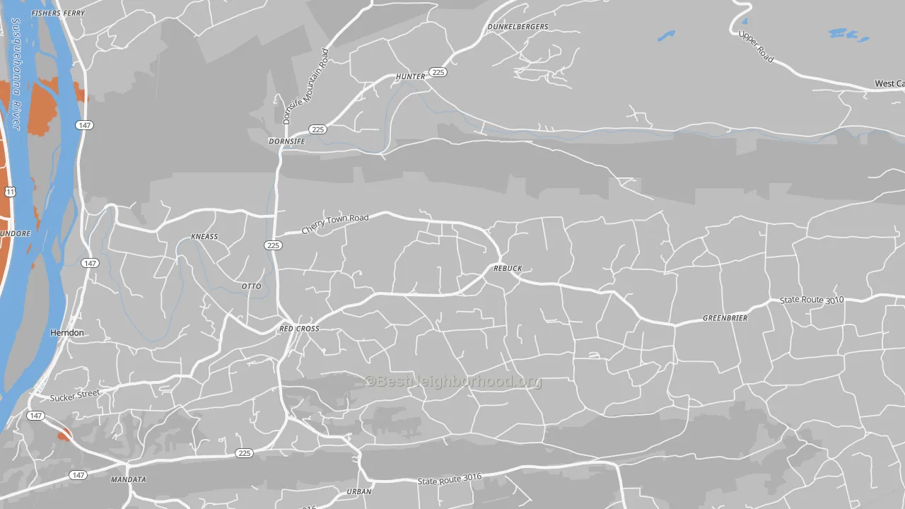 Bike Grade map of 17823, PA