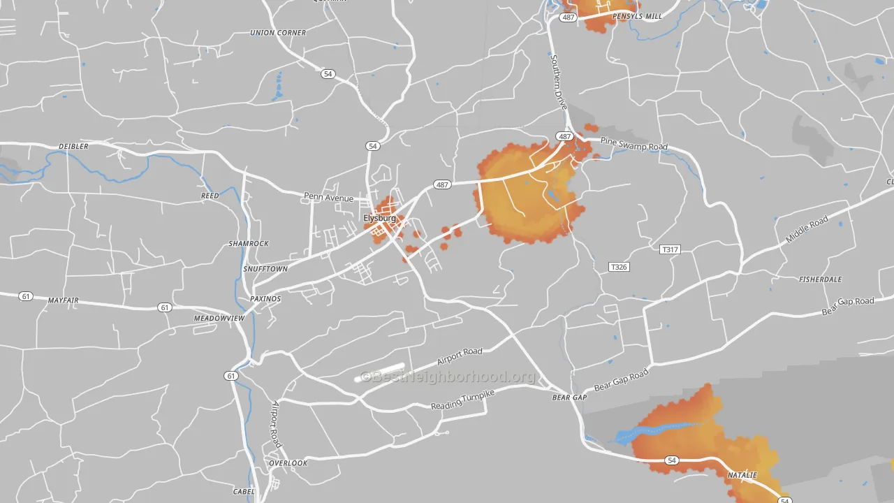 Bike Grade map of 17824, PA