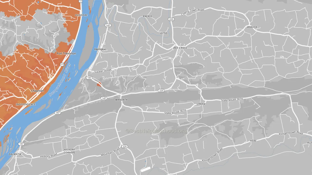 Bike Grade map of 17830, PA