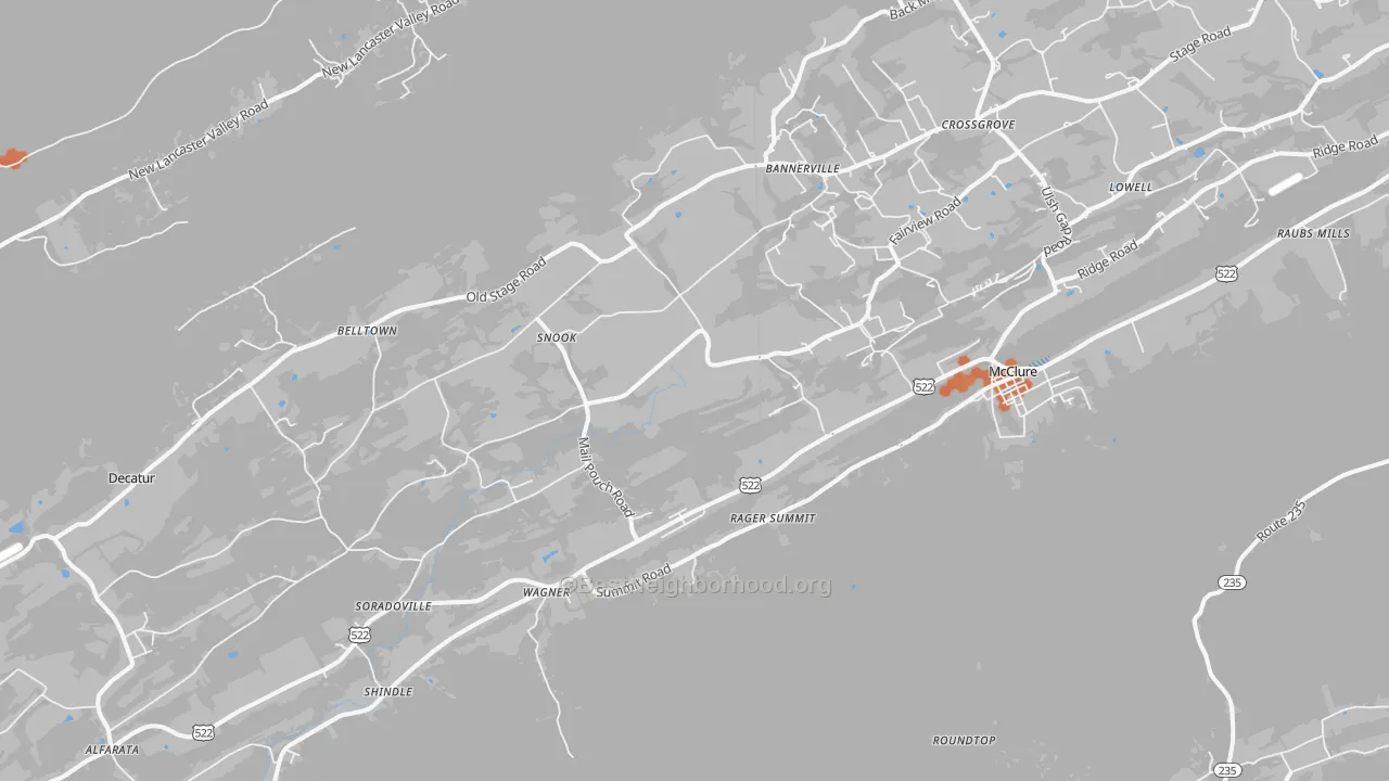 Bike Grade map of 17841, PA