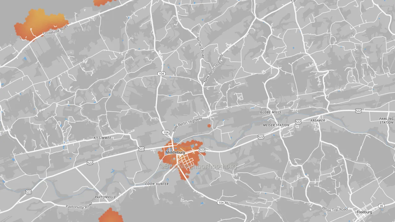 Bike Grade map of 17842, PA