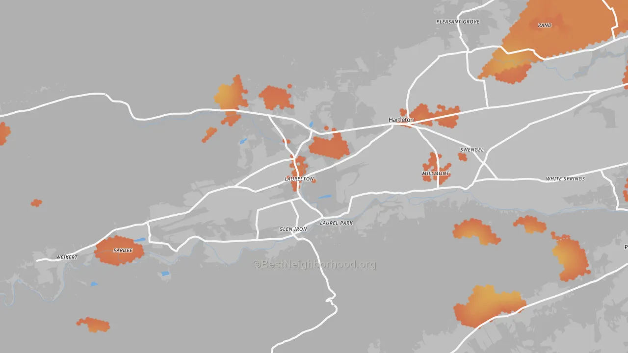 Bike Grade map of 17845, PA
