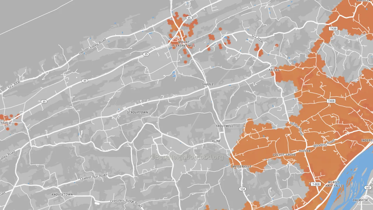 Bike Grade map of 17853, PA