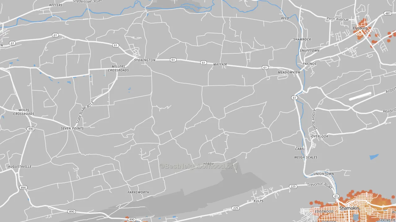 Bike Grade map of 17860, PA