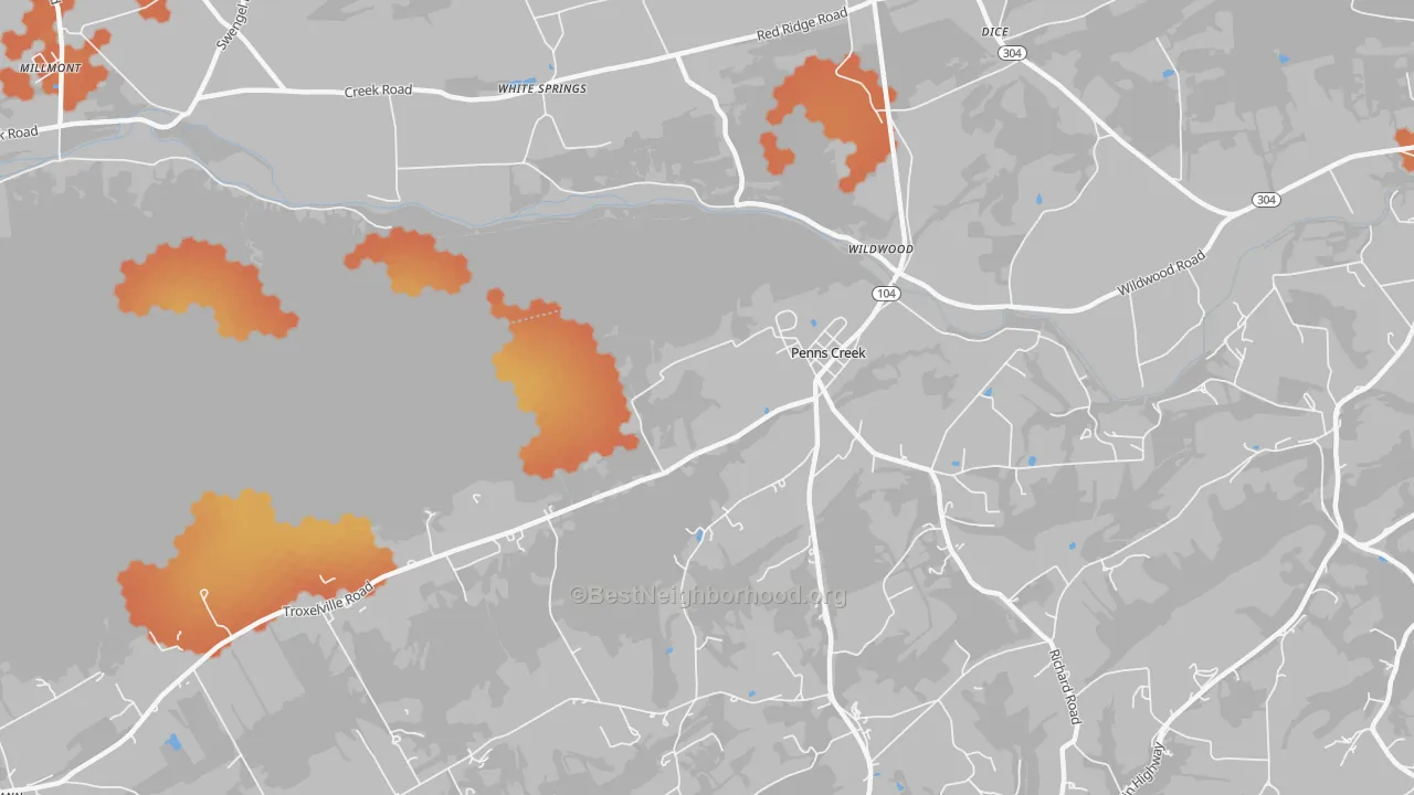 Bike Grade map of 17862, PA