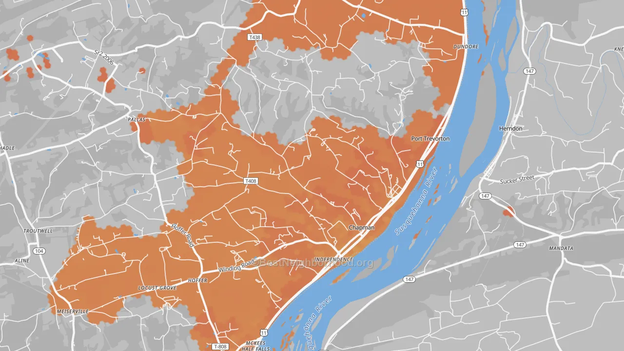 Bike Grade map of 17864, PA