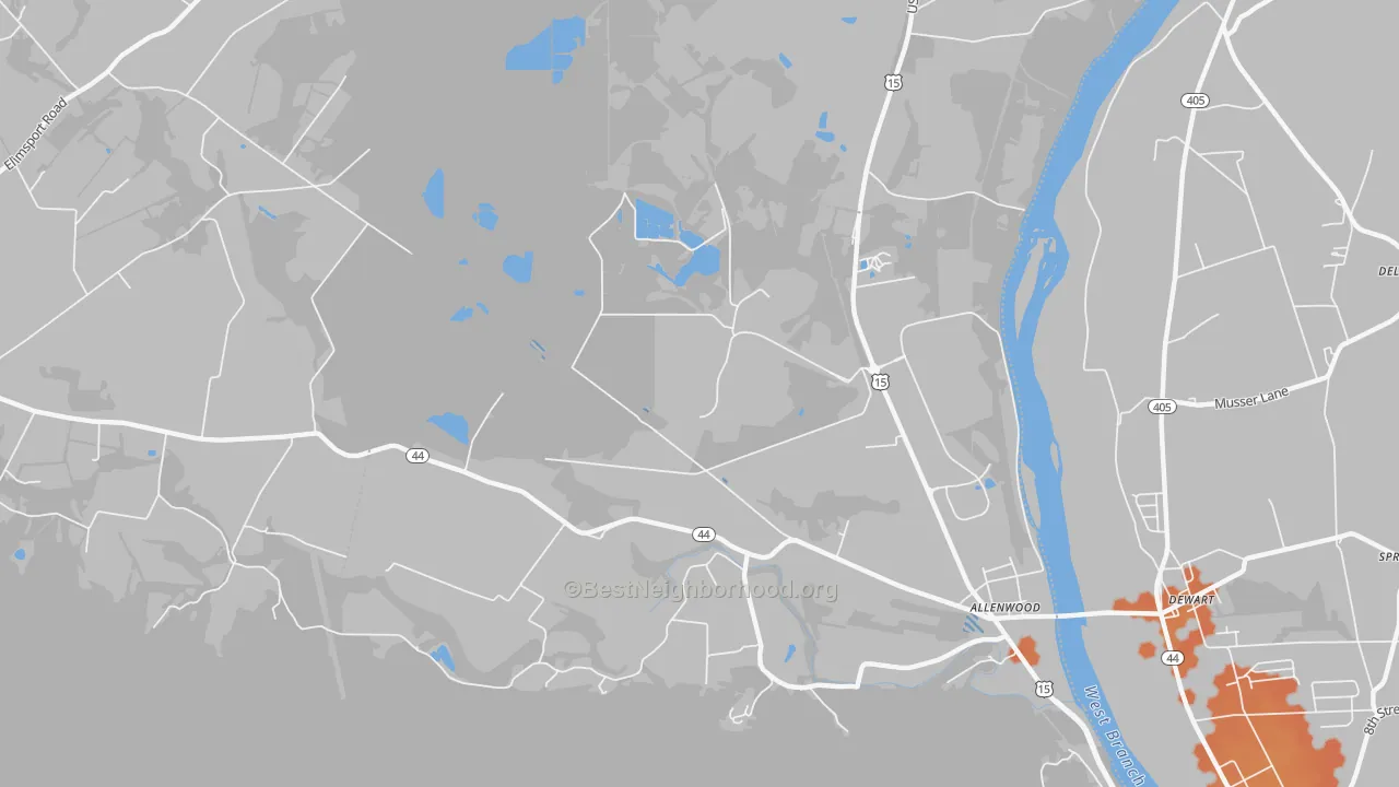 Bike Grade map of 17887, PA