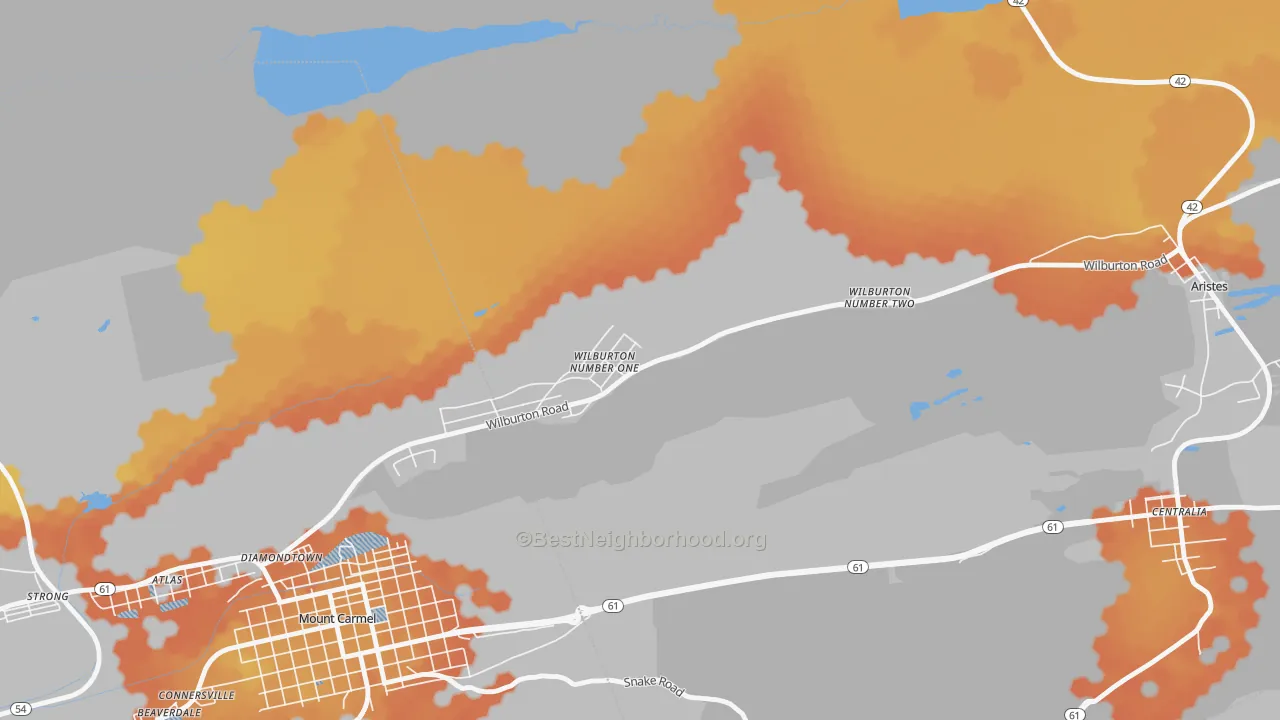 Bike Grade map of 17888, PA