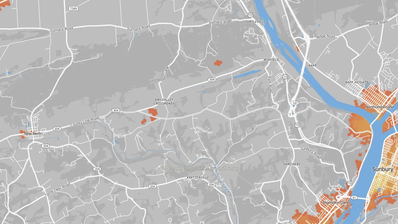 Bike Grade map of 17889, PA