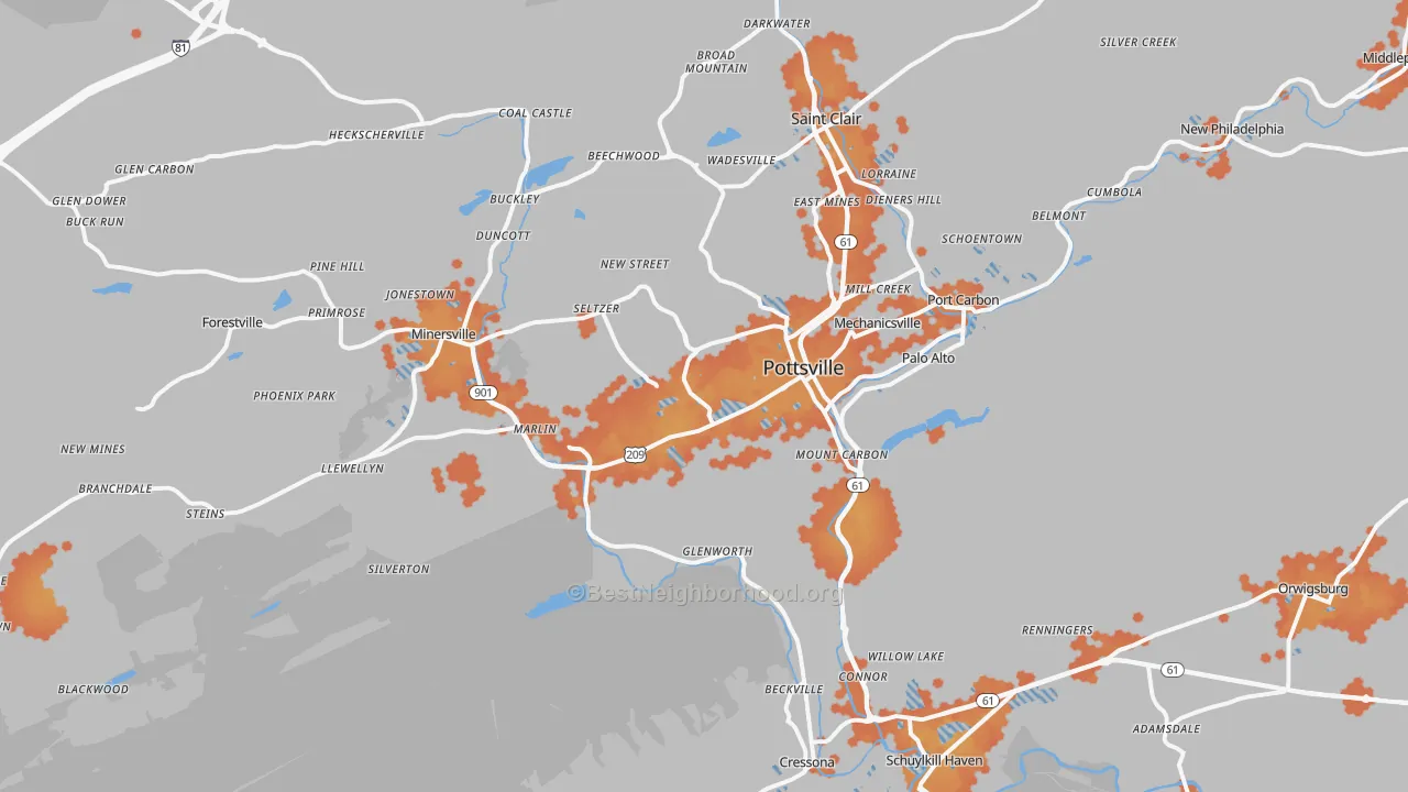 Bike Grade map of 17901, PA