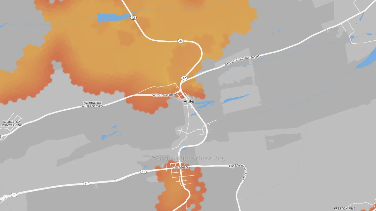 Bike Grade map of 17920, PA