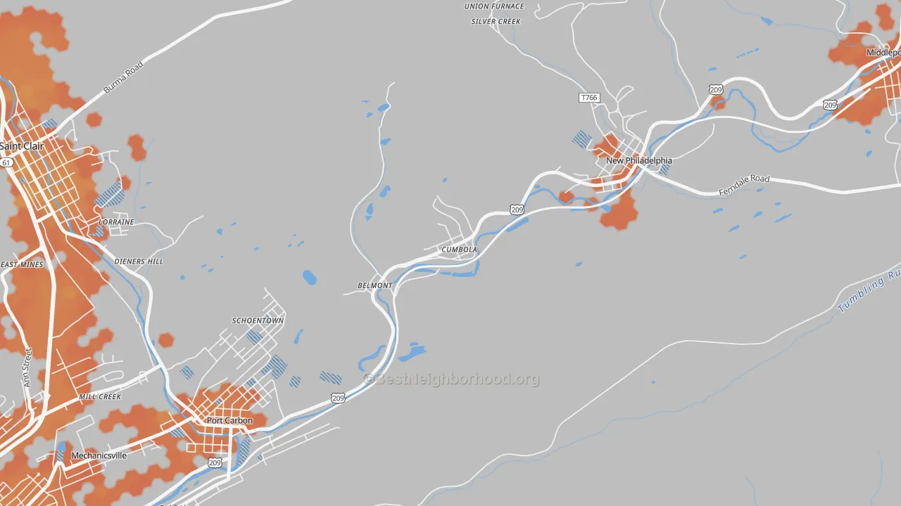 Bike Grade map of 17930, PA