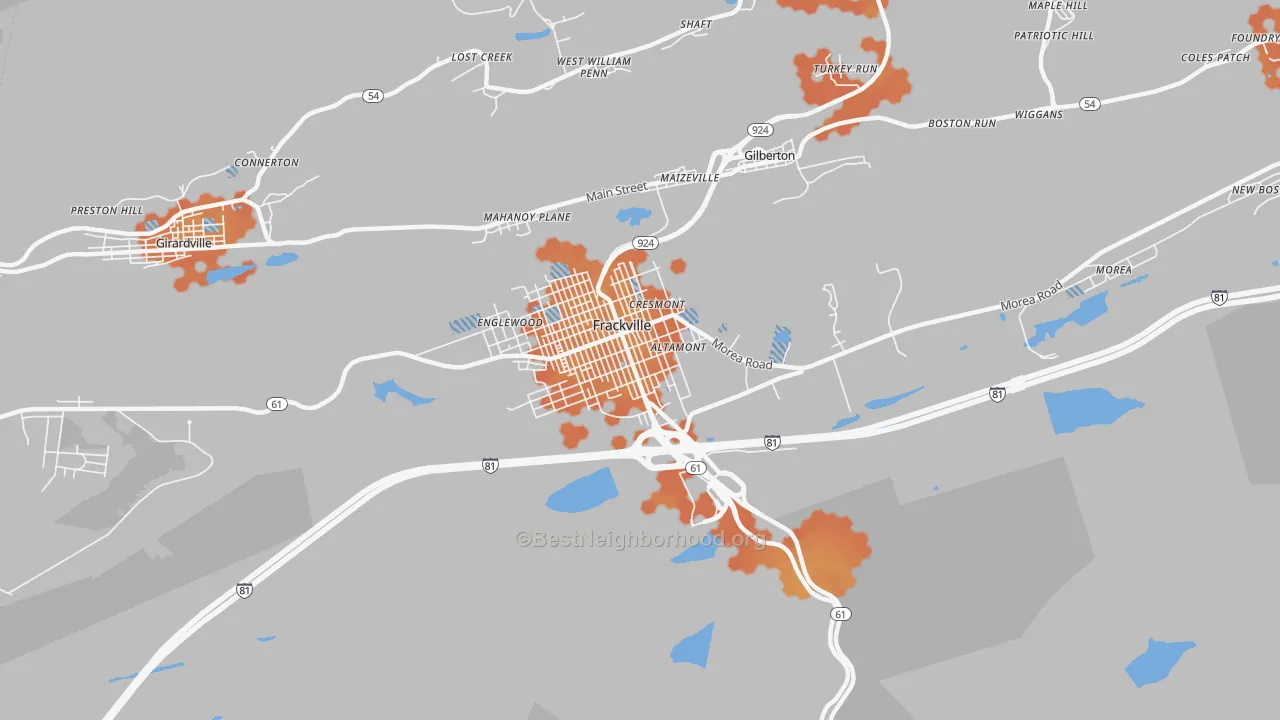 Bike Grade map of 17931, PA
