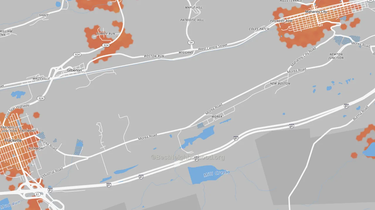 Bike Grade map of 17932, PA
