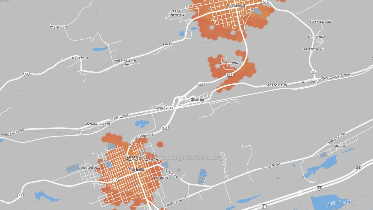 Bike Grade map of 17934, PA