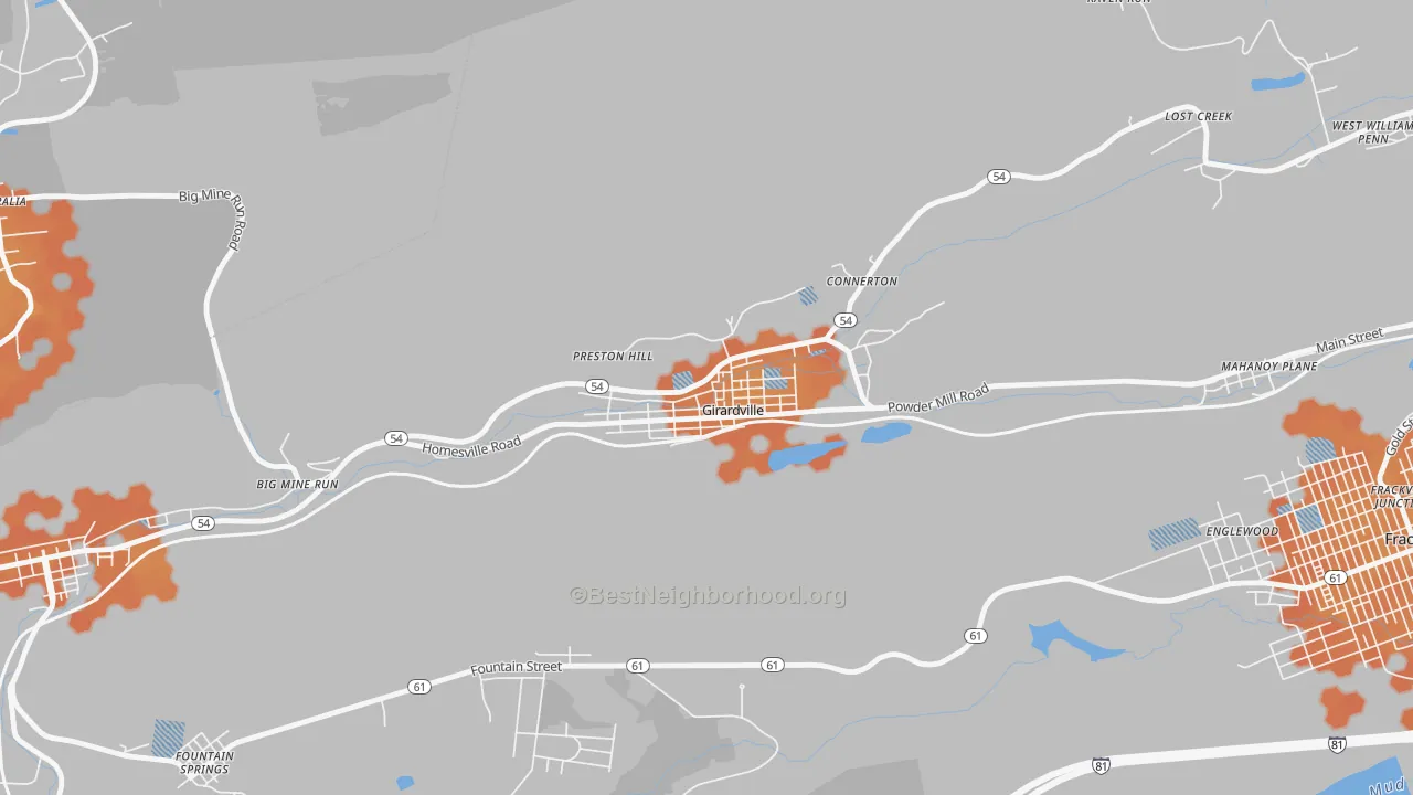 Bike Grade map of 17935, PA