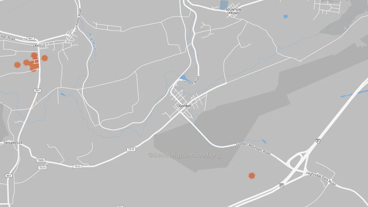 Bike Grade map of 17936, PA