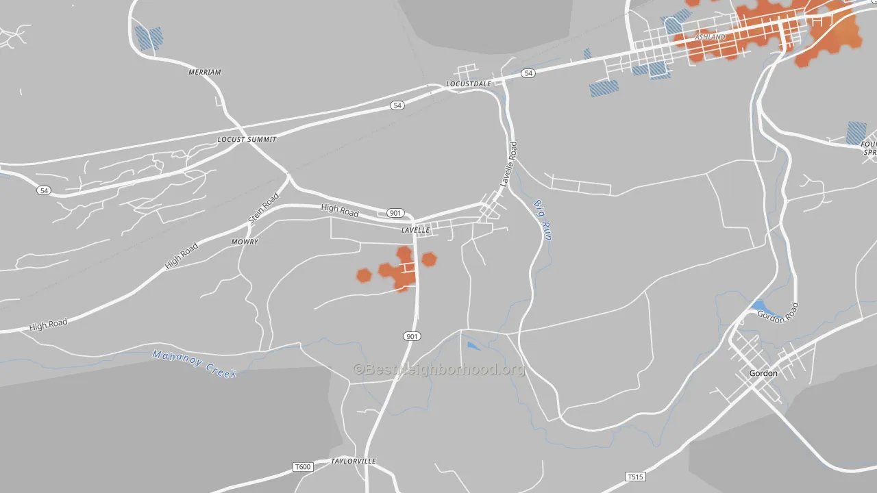 Bike Grade map of 17943, PA