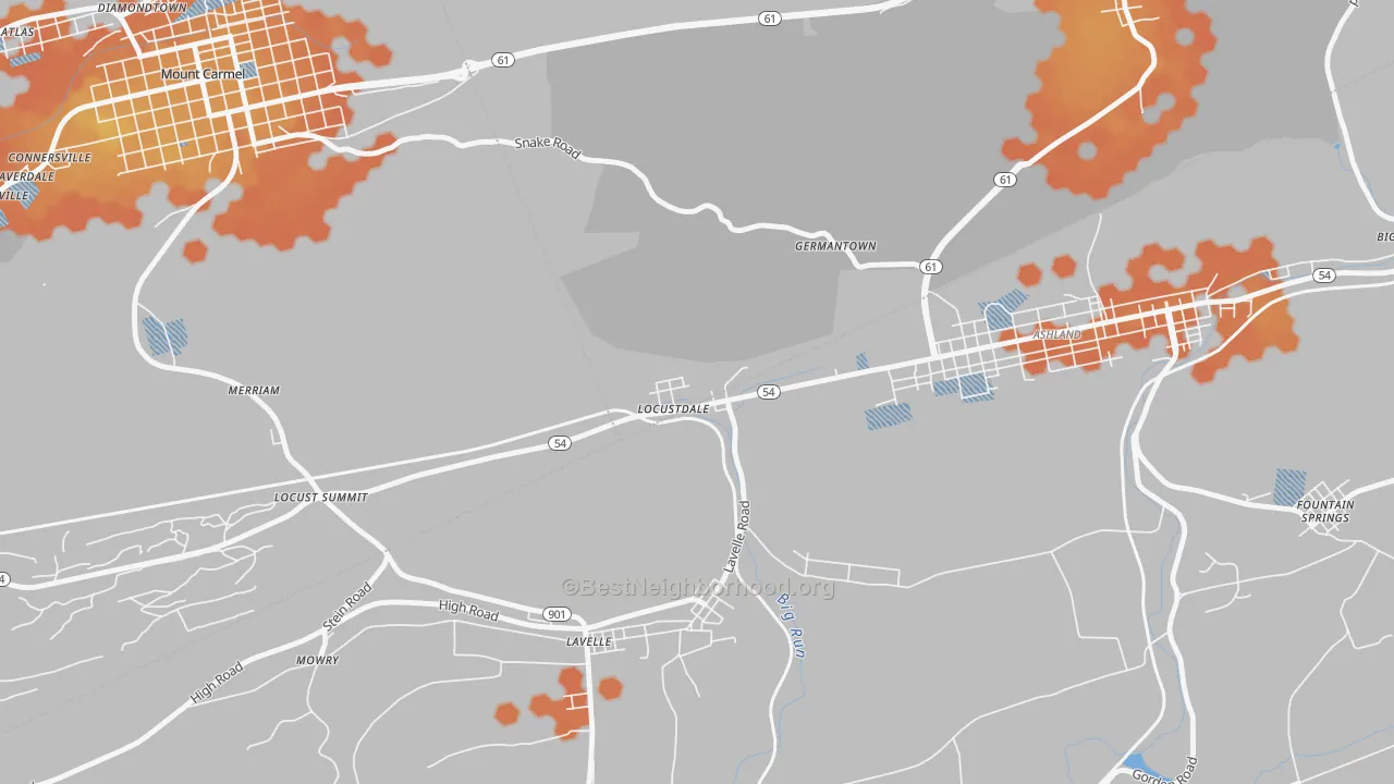 Bike Grade map of 17945, PA