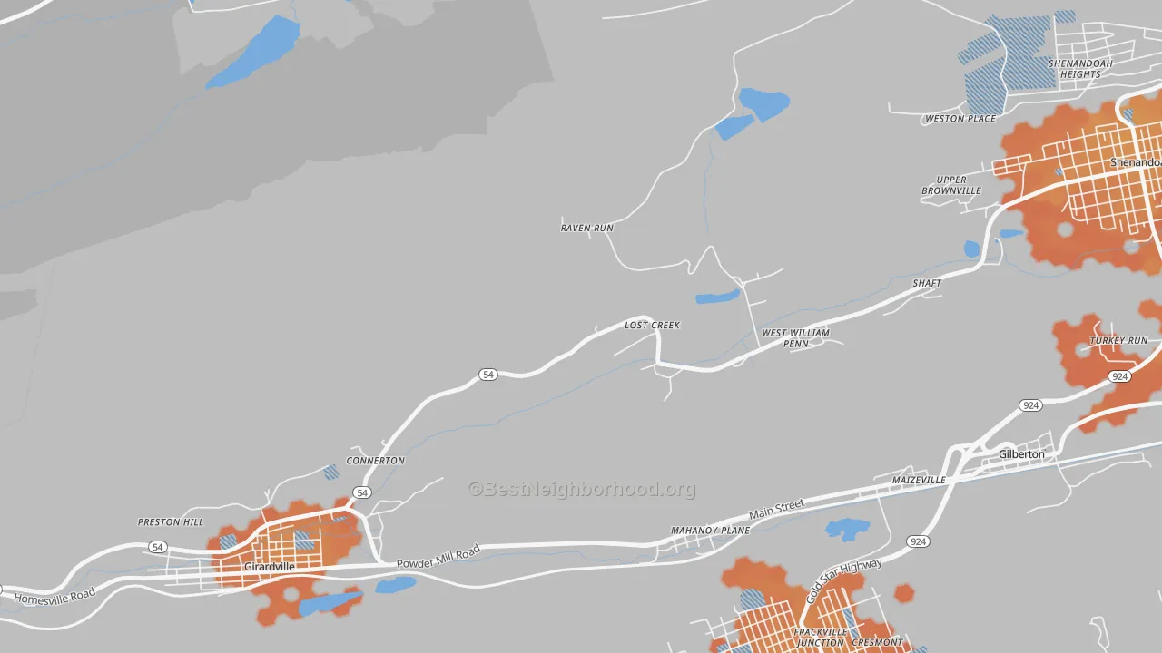 Bike Grade map of 17946, PA