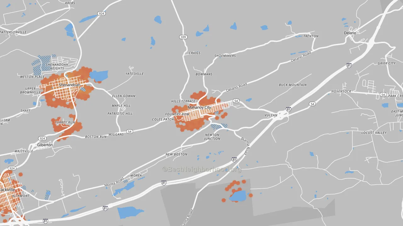 Bike Grade map of 17948, PA