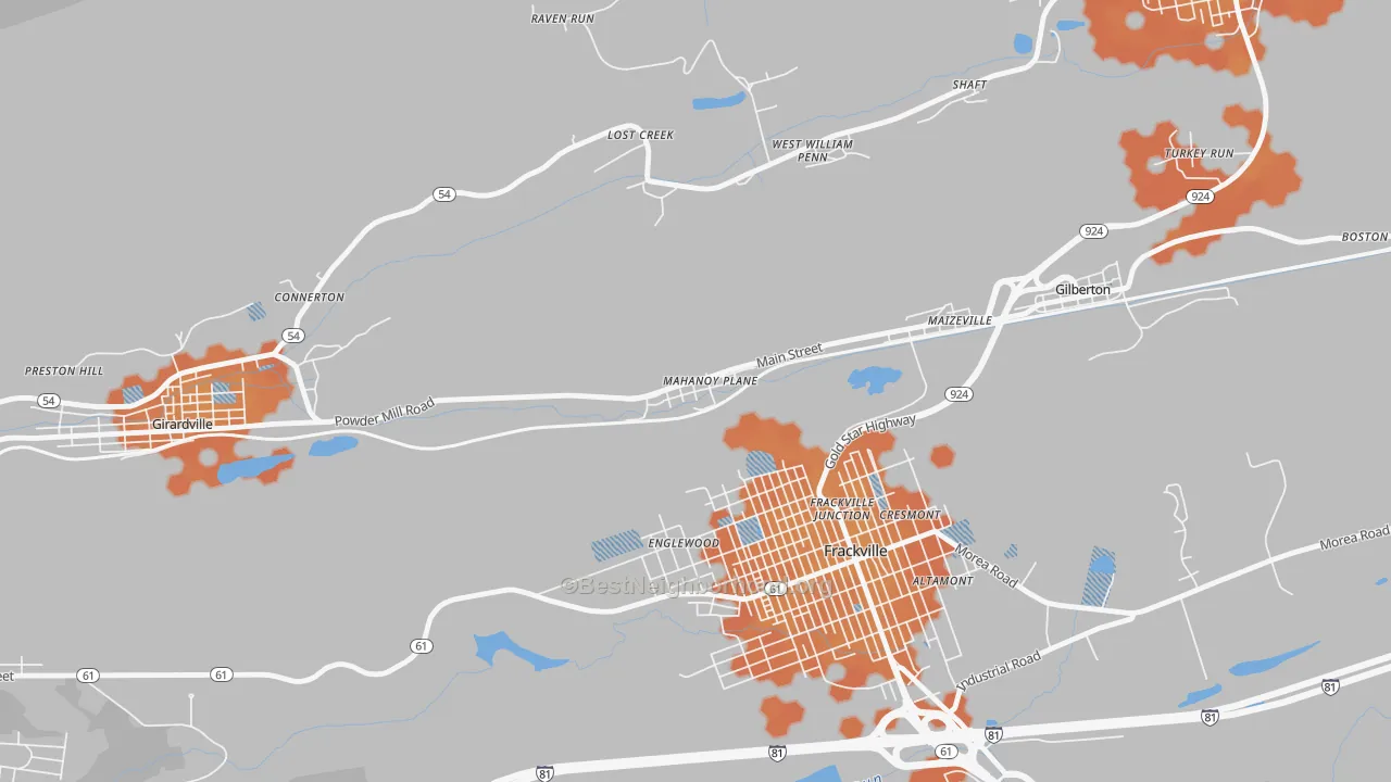 Bike Grade map of 17949, PA