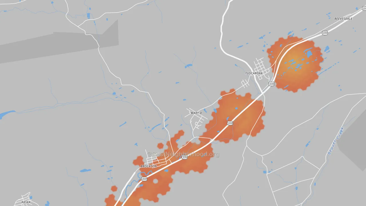 Bike Grade map of 17952, PA