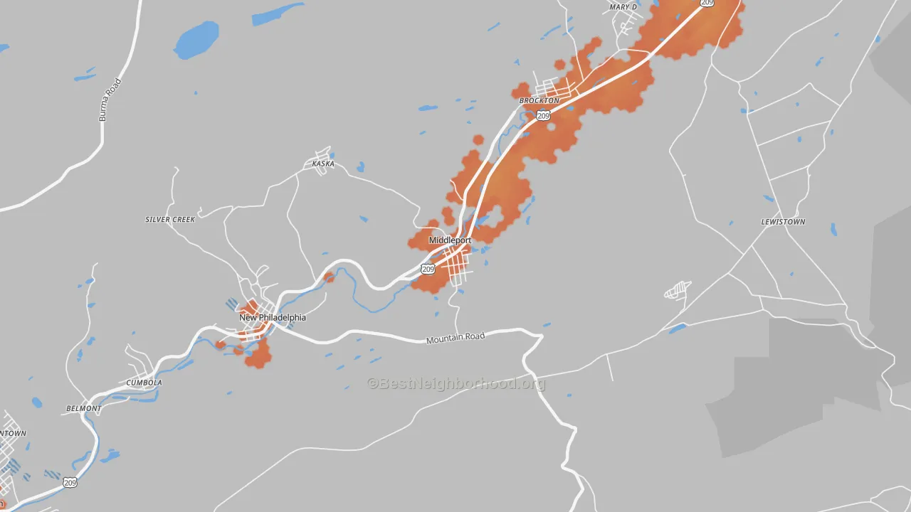 Bike Grade map of 17953, PA