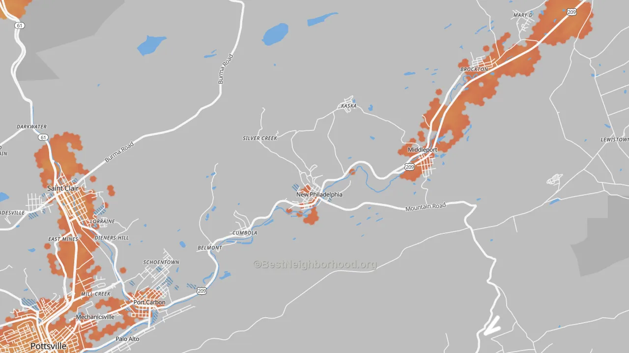 Bike Grade map of 17959, PA