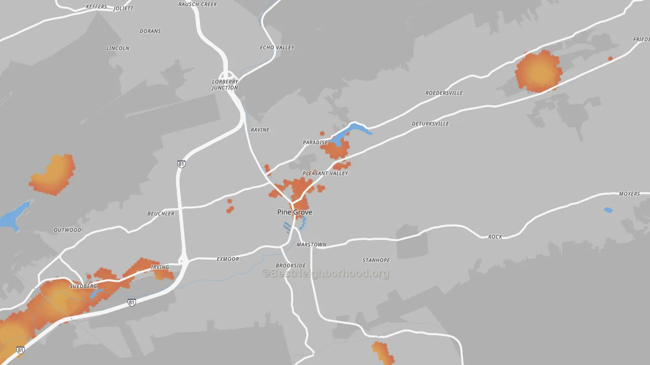 Bike Grade map of 17963, PA