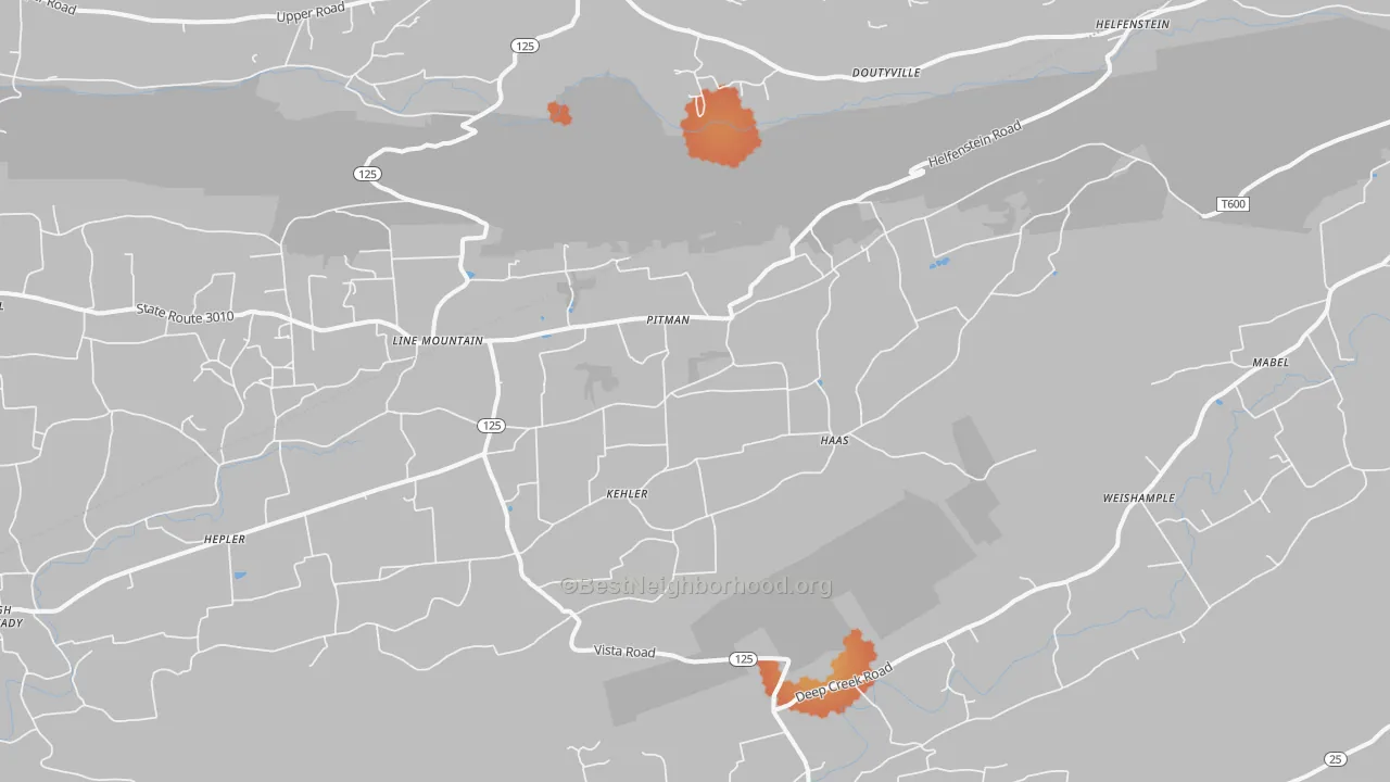 Bike Grade map of 17964, PA
