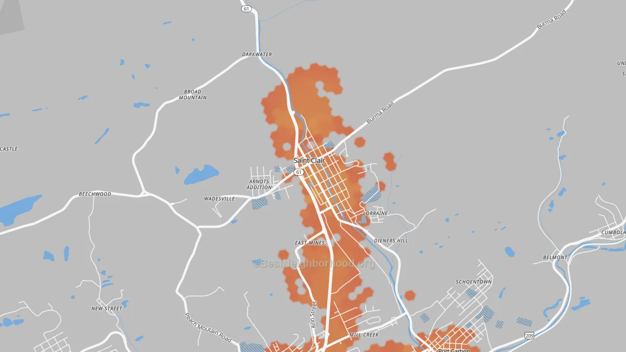 Bike Grade map of 17970, PA