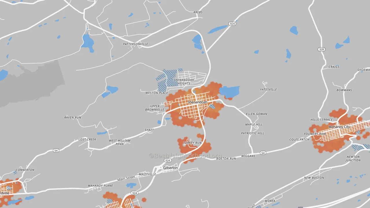 Bike Grade map of 17976, PA