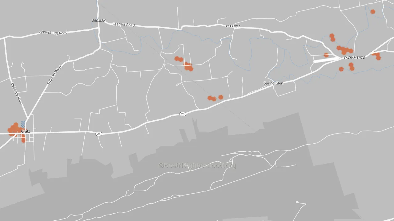 Bike Grade map of 17978, PA