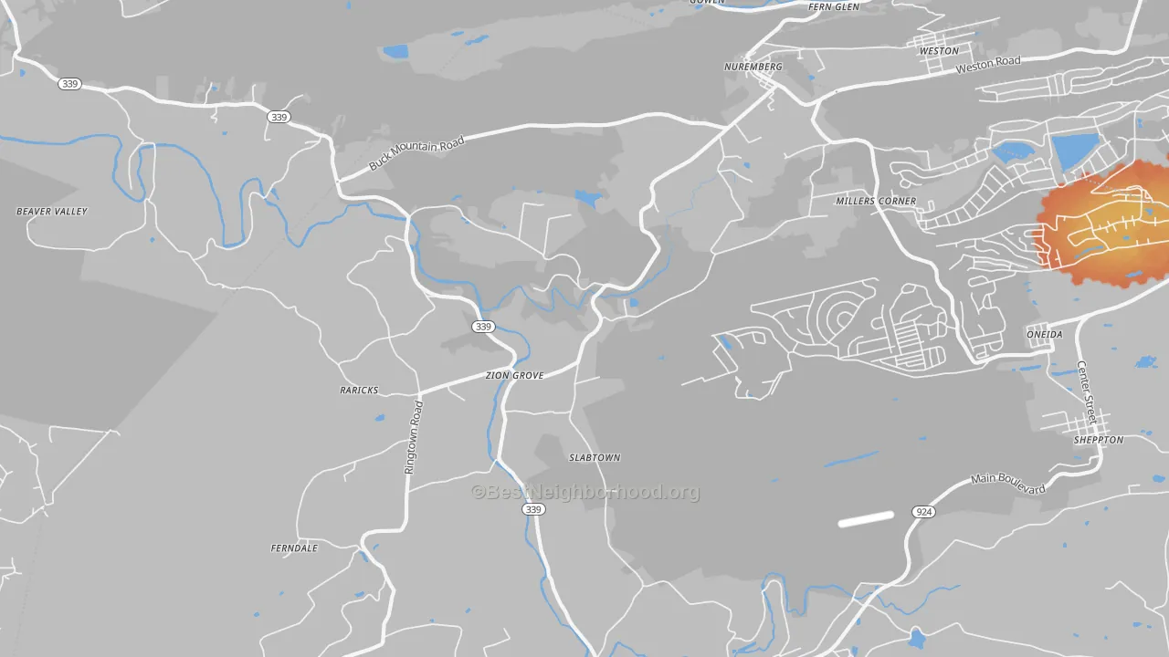 Bike Grade map of 17985, PA