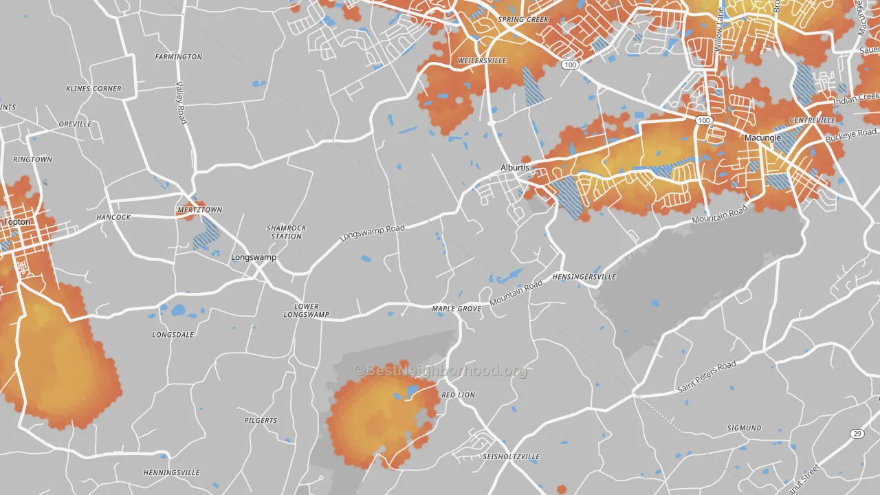 Bike Grade map of 18011, PA