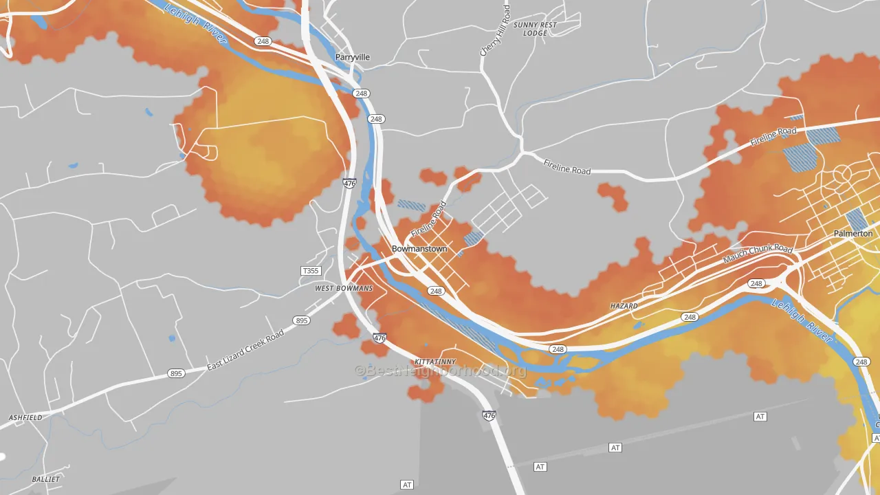 Bike Grade map of 18030, PA