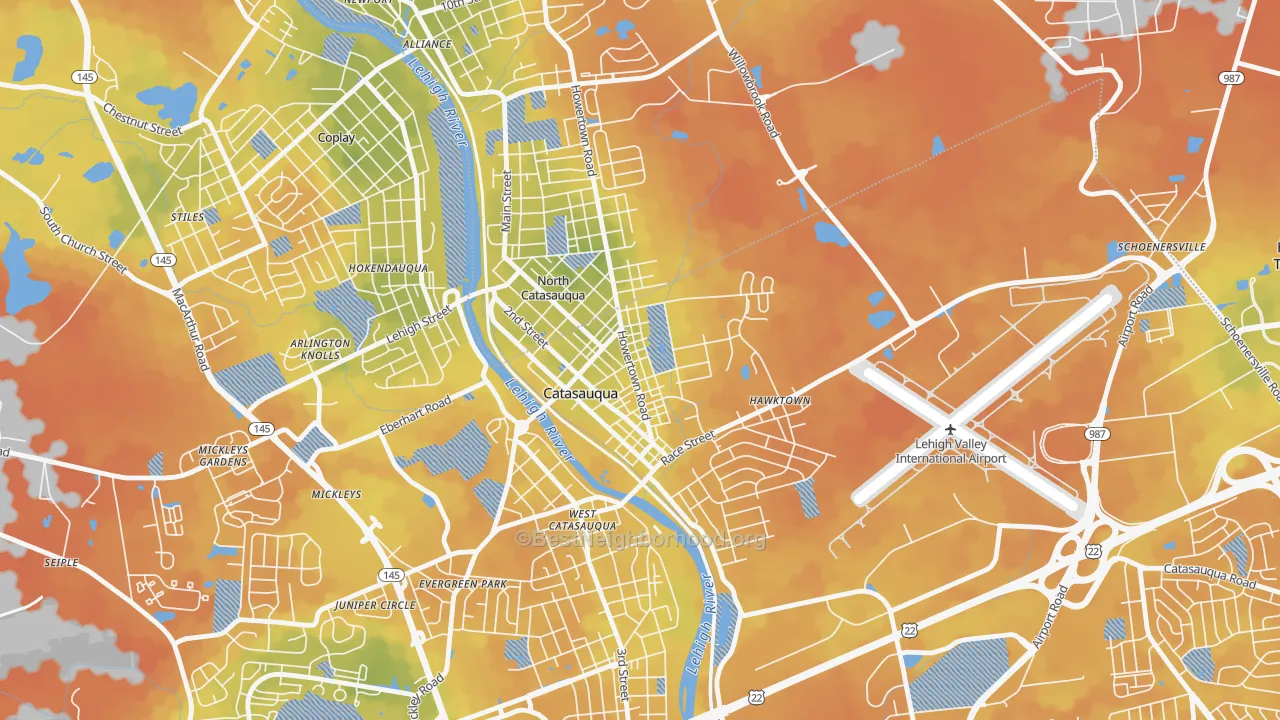 Bike Grade map of 18032, PA