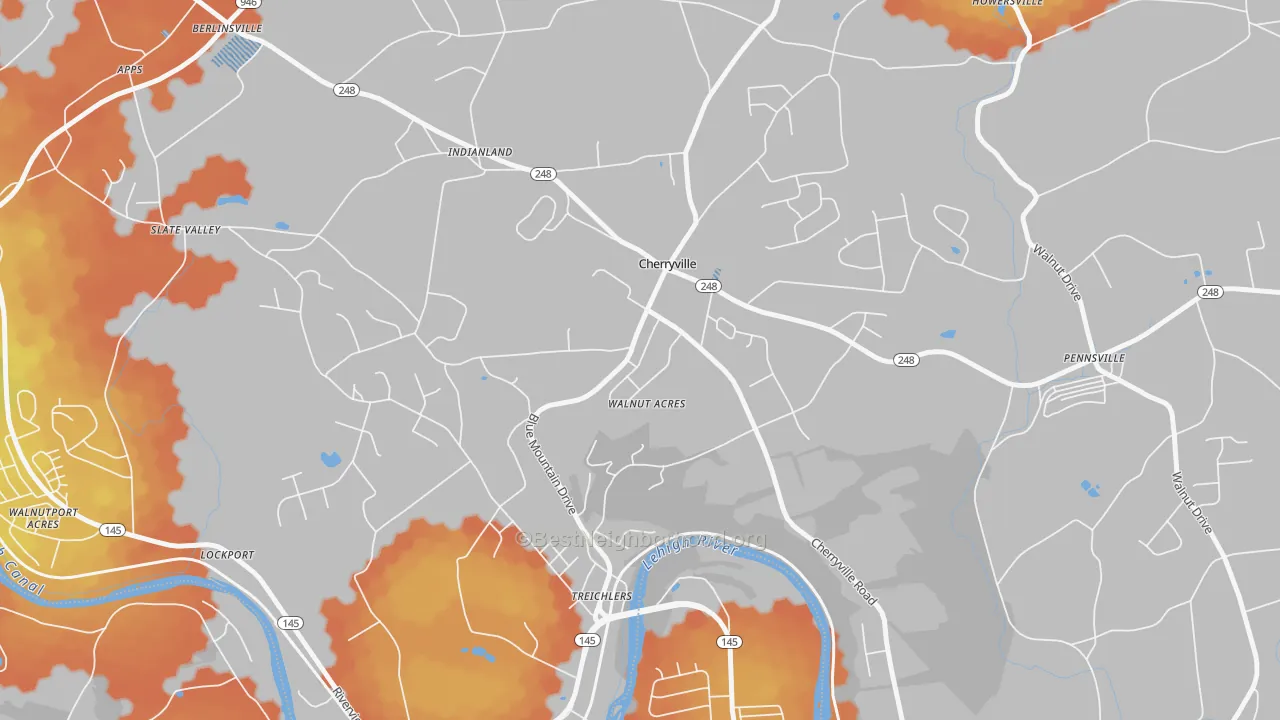 Bike Grade map of 18035, PA