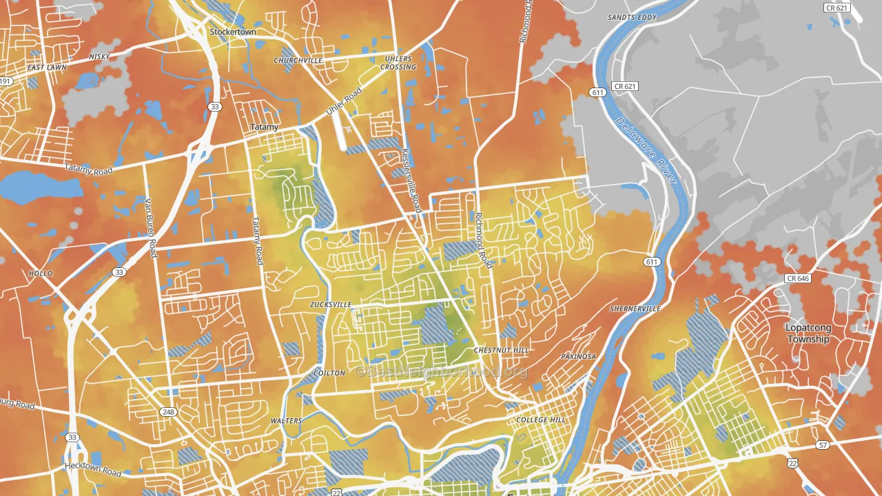 Bike Grade map of 18040, PA