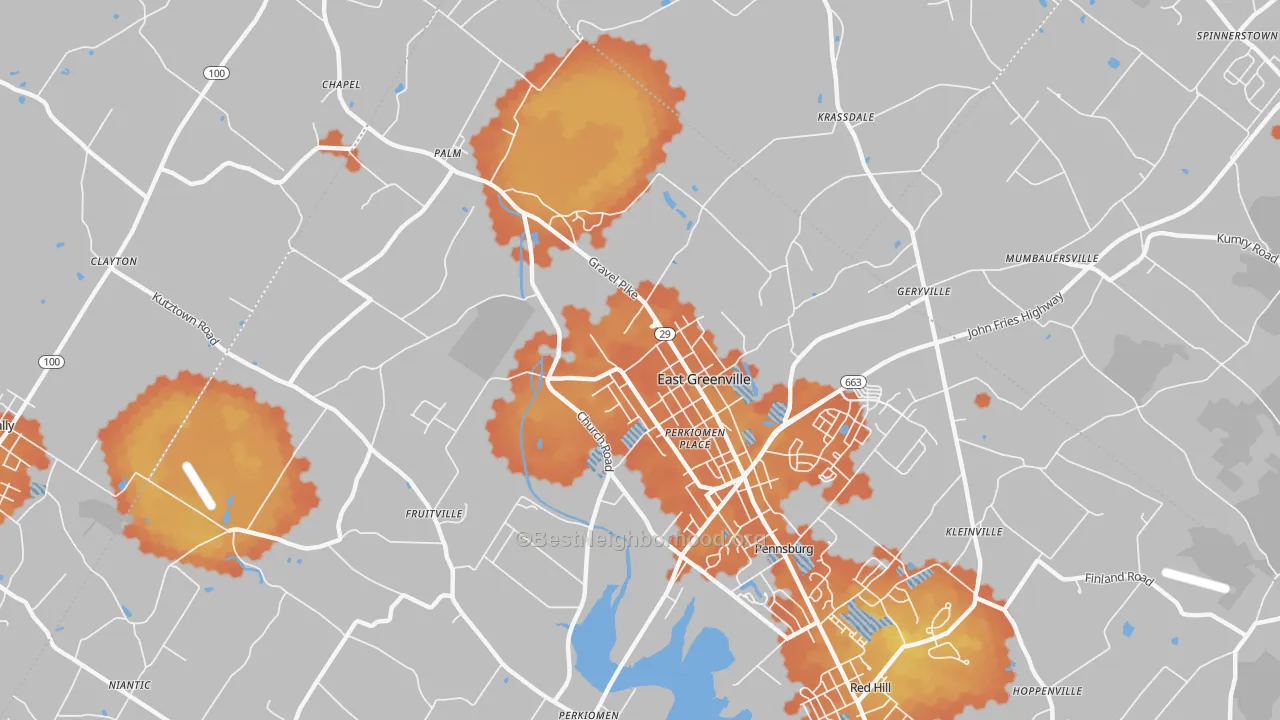 Bike Grade map of 18041, PA