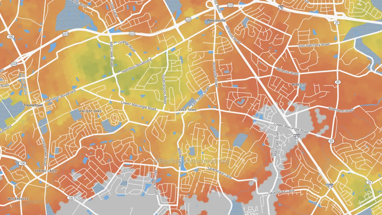Bike Grade map of 18046, PA
