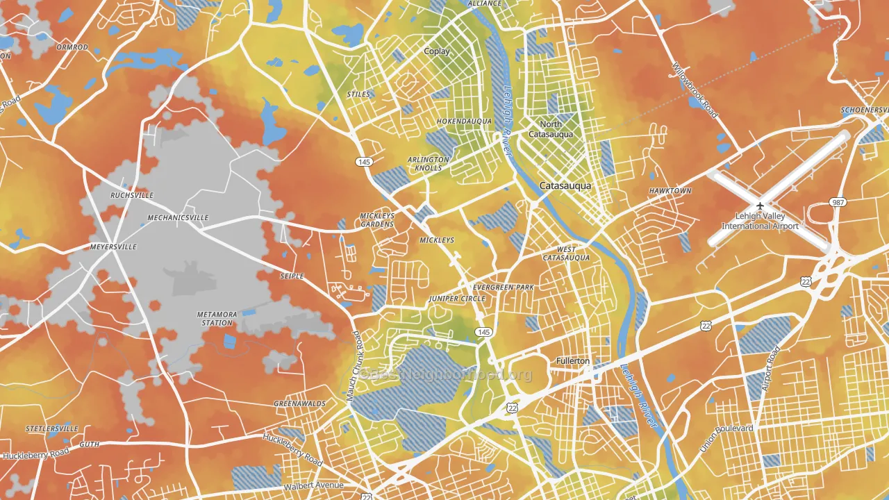 Bike Grade map of 18052, PA