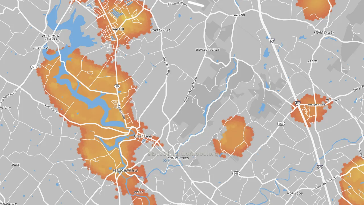 Bike Grade map of 18054, PA