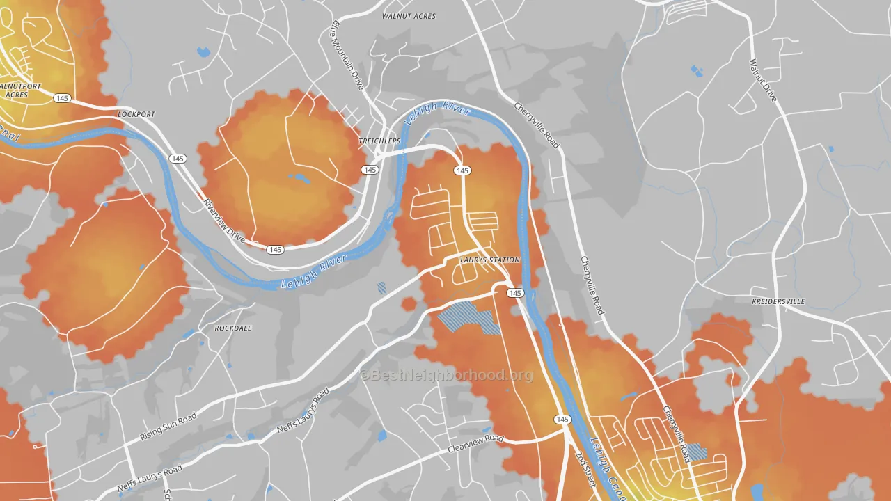 Bike Grade map of 18059, PA