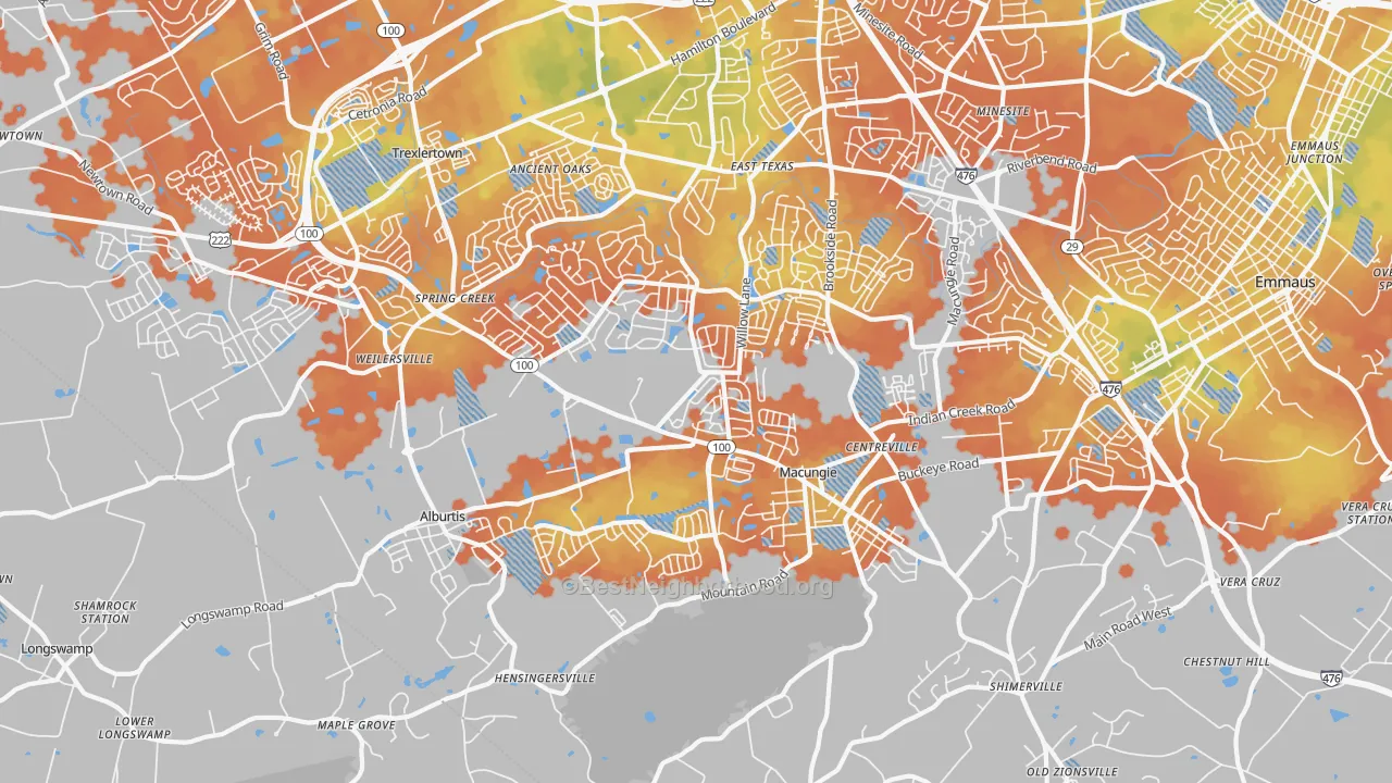 Bike Grade map of 18062, PA