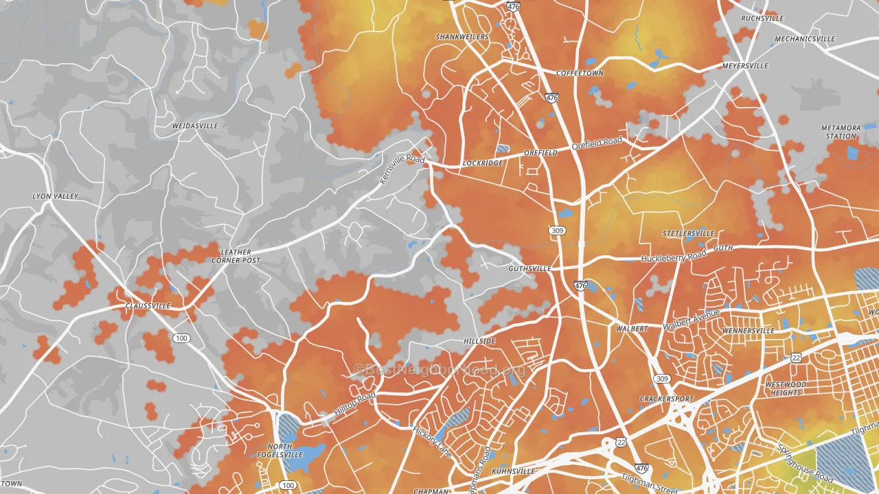 Bike Grade map of 18069, PA